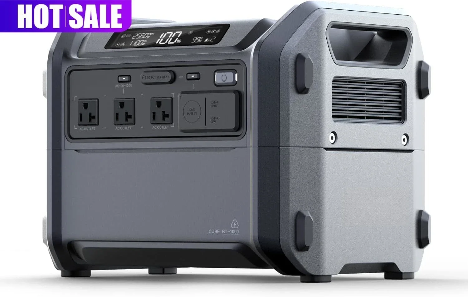 

Portable Power Station Cube 1000, 2200W AC Outlets, 1024Wh LiFePO4 Battery, Expandable Battery Capacity