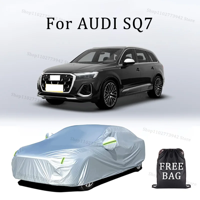 

Автомобильный чехол для AUDI SQ7, полный внешний черный, серебристый, автомобильный чехол, солнцезащитный козырек, пылезащитный, водонепроницаемый, светоотражающие полосы, автомобильные аксессуары
