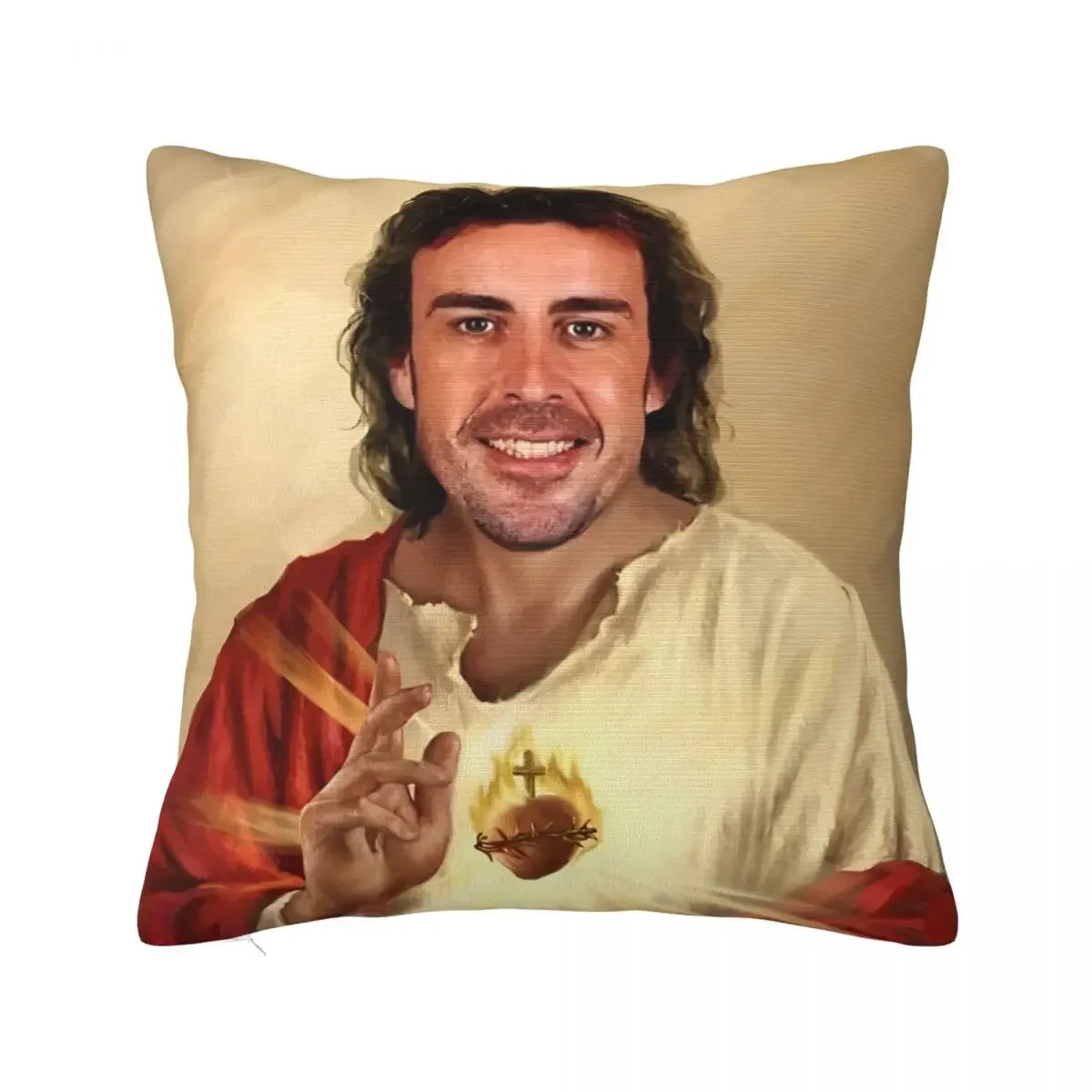 

Декоративная наволочка на молнии, квадратная, для кровати, с дизайном Фернандо Алонсо и Иисуса Христа, домашний текстиль, чехол для декоративной подушки