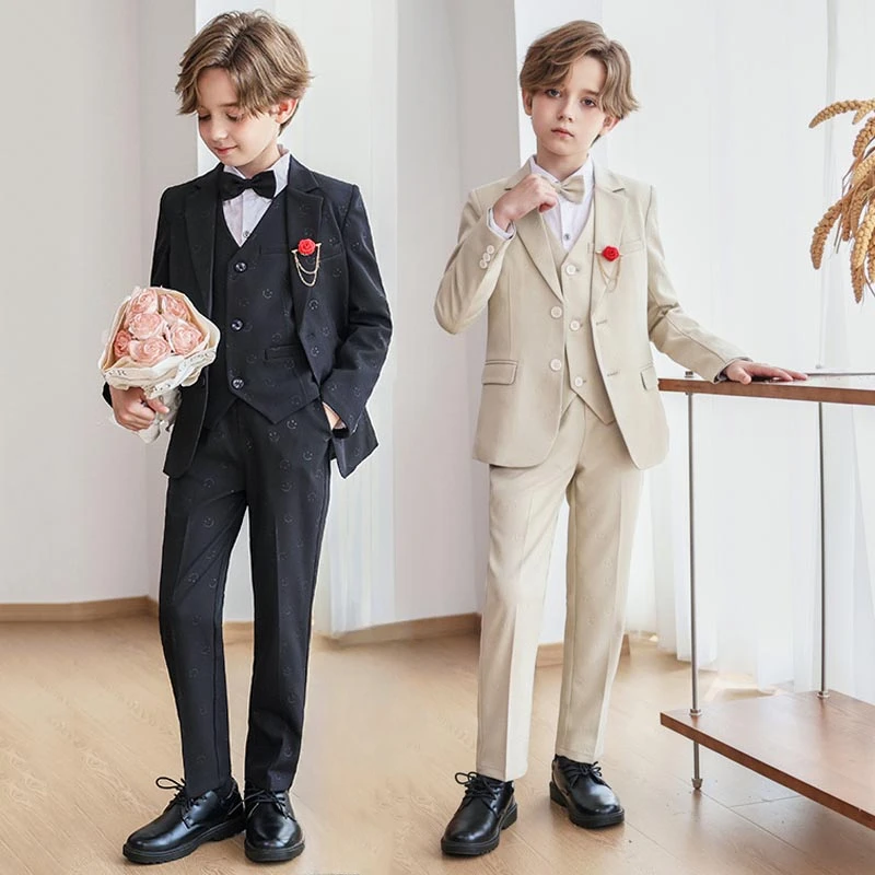 Elegant Suit for Children Autumn Teen Boys Formal Blazer Set 4yrs To 12yrs for Wedding Kids Class Activities Performance Costume