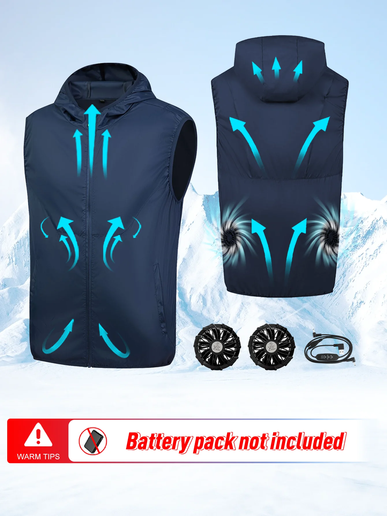 

Жилет с охлаждающим вентилятором, 2 вентилятора, регулируемый объем воздуха в 3 уровнях, костюм с вентилятором с короткими рукавами, куртка с вентилятором, охлаждающая ткань, на открытом воздухе