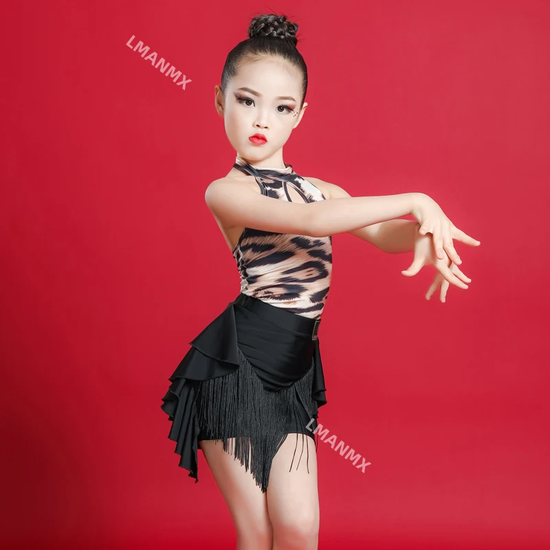 Vestido de dança latina de verão infantil vestido de prática novo vestido de desempenho infantil