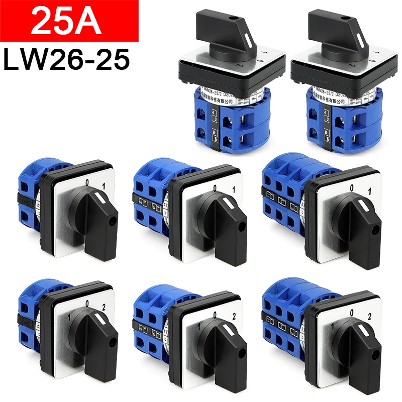 

LW26-25 Electric 2 3 4 положения 8 клемм поворотный кулачковый переключатель 500 В 25 А 3-полюсный универсальный поворотный LW28-20