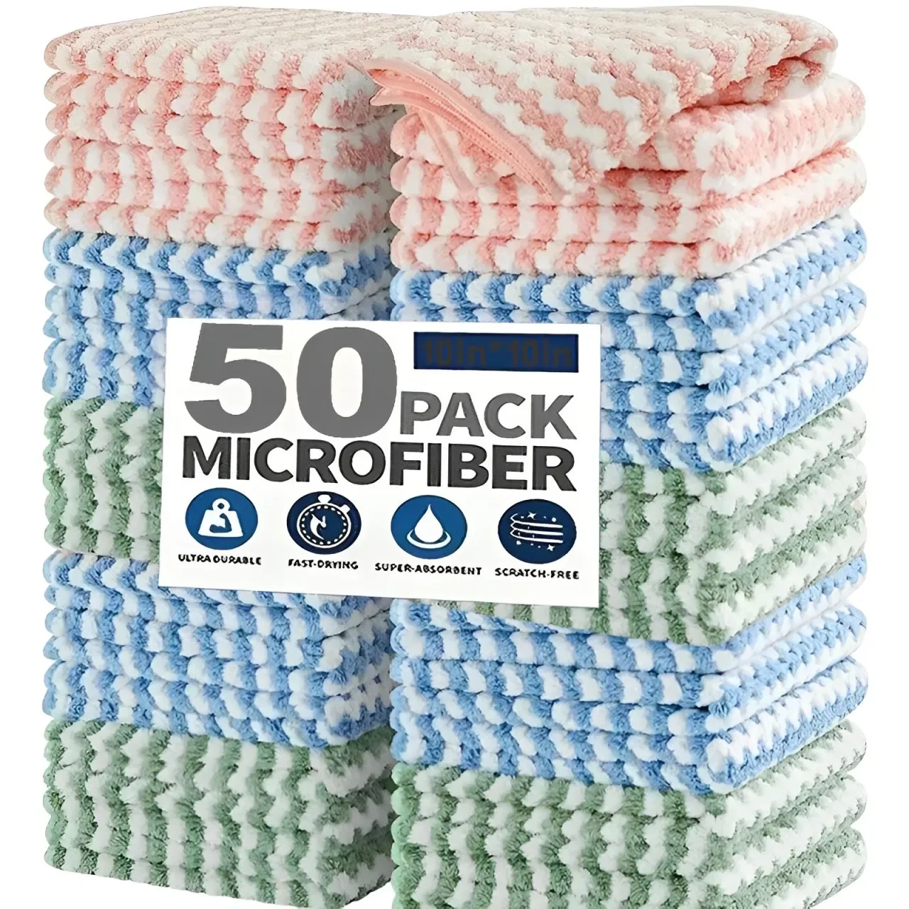 

1/50PCS Super Absorbent Dishcloths Coral Fleece Cleaning Cloths Thickened Kitchen Washing Dish Rags Glass Windows Wipe Towel
