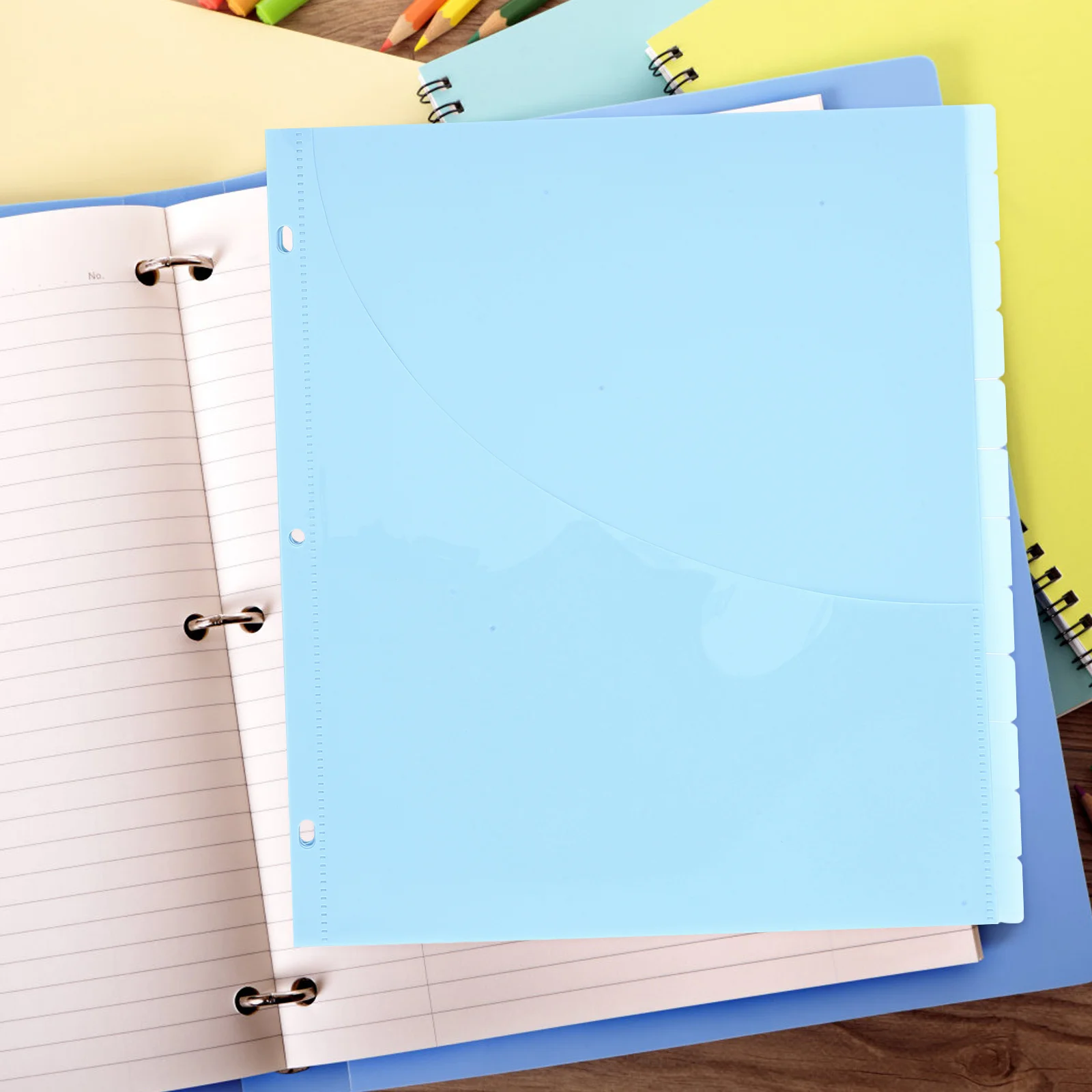 

A4 File Separator Bags 3 Hole Punch Binder Dividers Plastic Sleeves for Office School Document Storage Solutions Folder