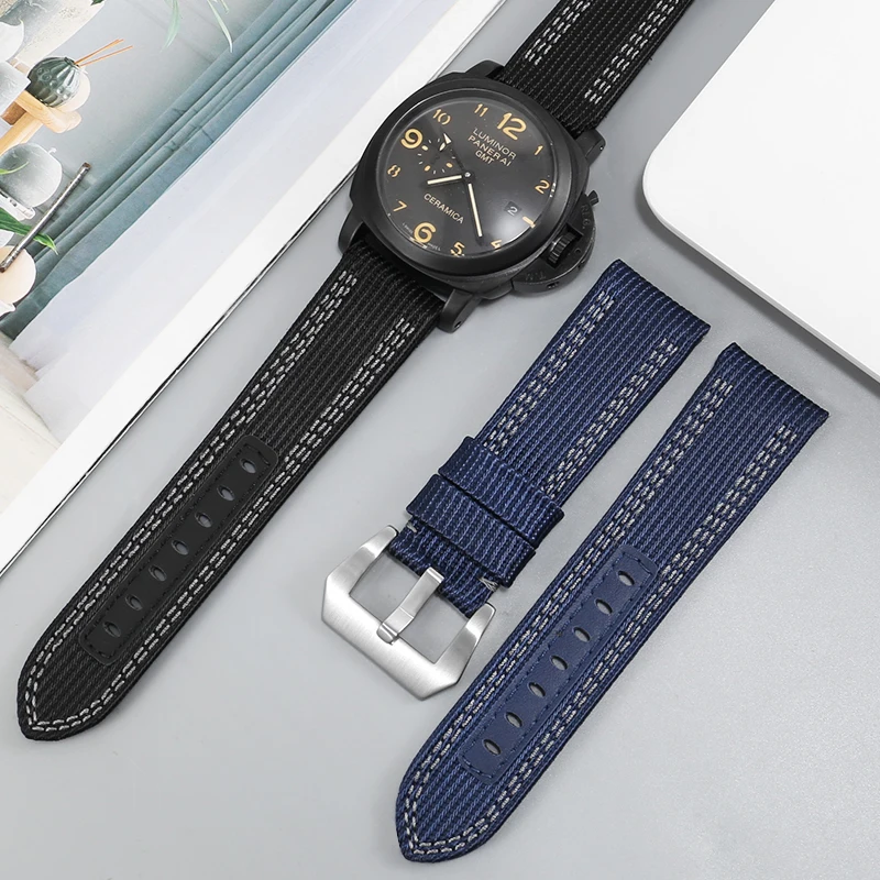 YOPO Selected Quality Canvas Watchband  Suitable For LUMINOR 1086 1085 Series 984 Nylon Watch Belt 24 26mm