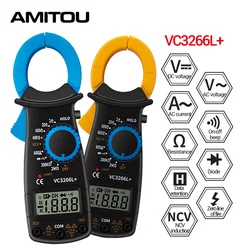 AMITOU – VC3266L + Mini pince de mesure numérique professionnelle, tension AC/DC, multimètre de courant AC, Diode de température Ohm, outil de test électrique