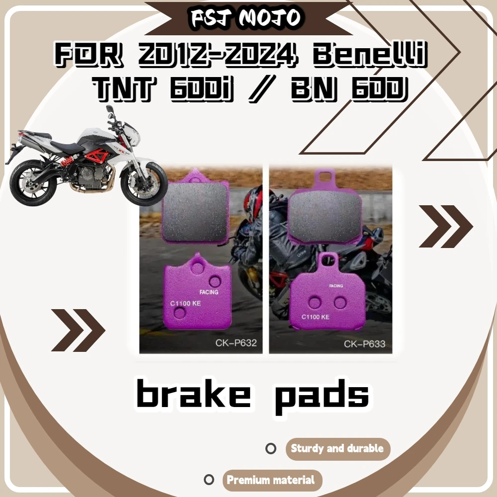 For Benelli TNT600i/BN600 2012-2024 Ceramic Brake Pads Short Break-In Heat Resist Steady Braking For Hot Cold Long Distance Trip