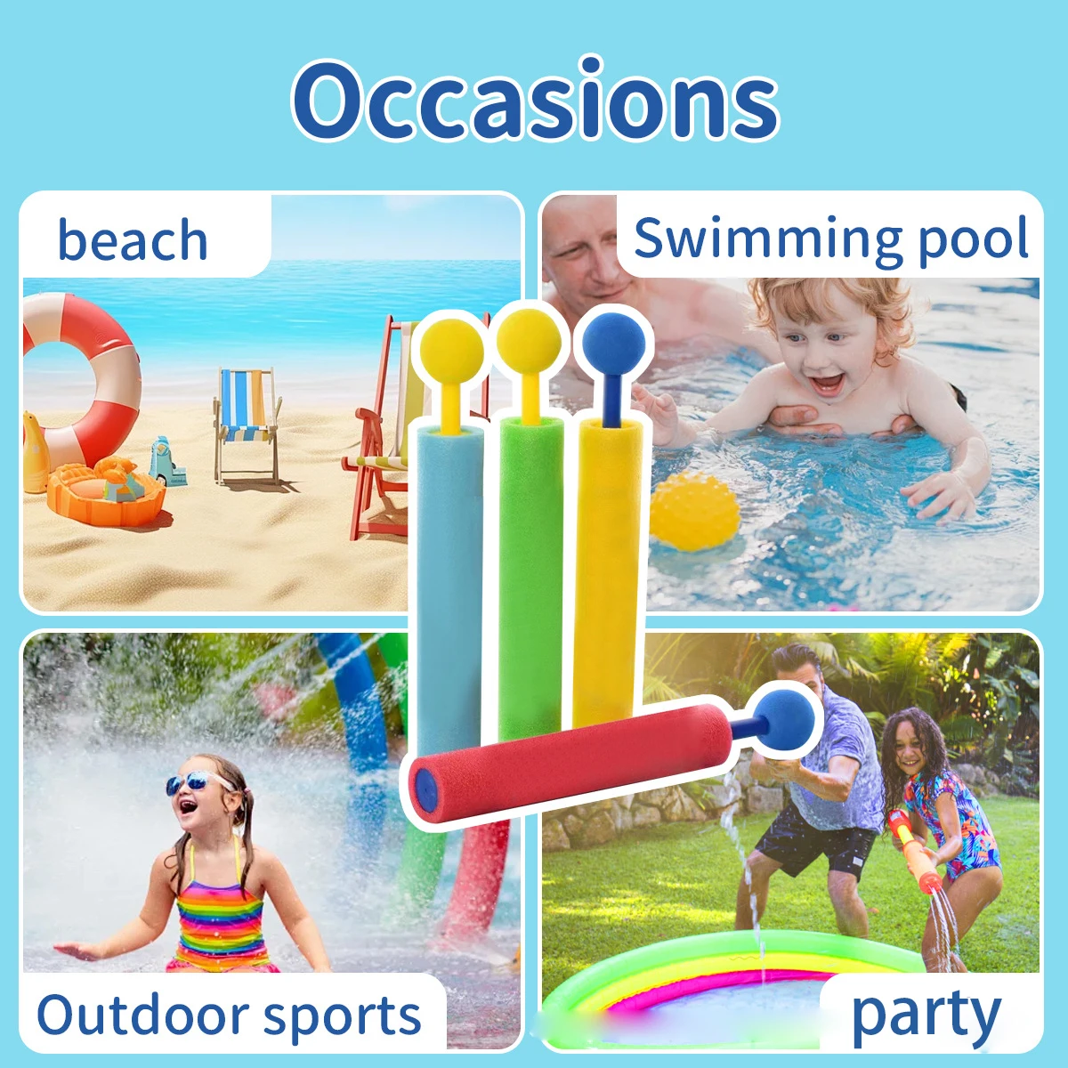 Children\'s small foam water gun outdoor beach swimming pool water gun toy interactive water fight color random