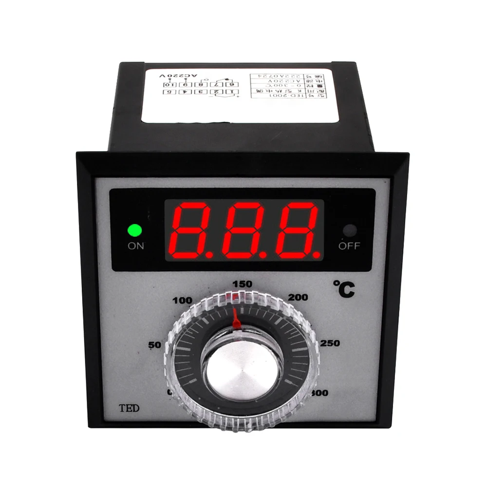 TED-2001 0-300 Celsius Degree Electronic Digital Temperature Controller LED Digital Thermometer AC 220V Type K relay output