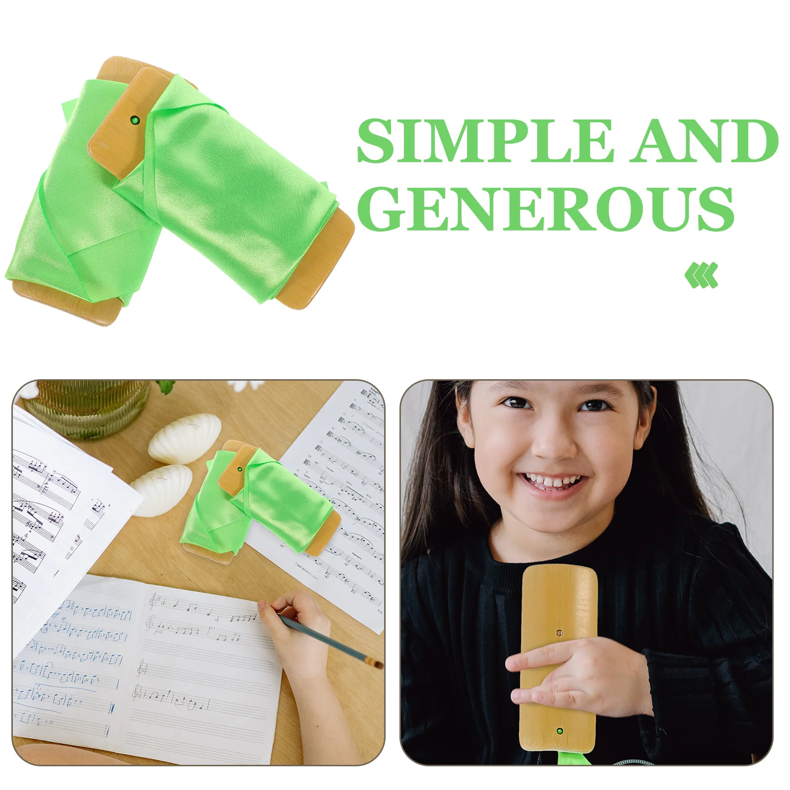

Hand Green Silk Musical Instrument Finger Castanets Bamboo Instruments