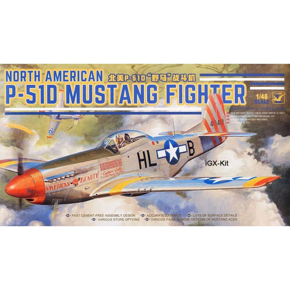 Meng LS-006 1/48 Scale North American P51 P-51 P-51D/K P-51D Mustang Fighter Plane Aircraft Plastic Assembly Model Kit Building