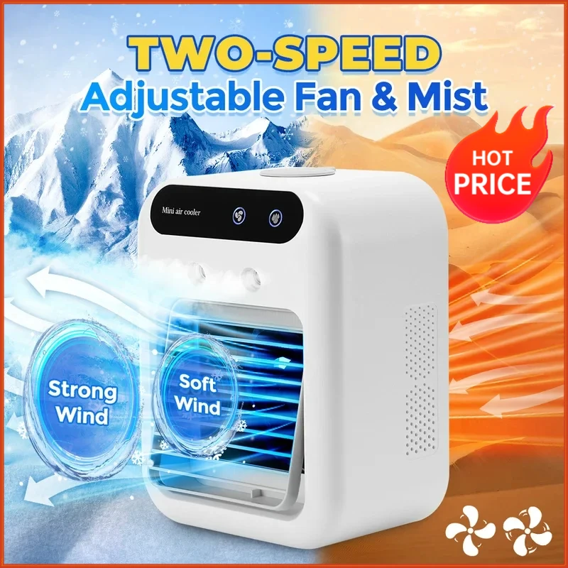 Small portable air conditioner fan, small air cooler, mini humidifier for home and office
