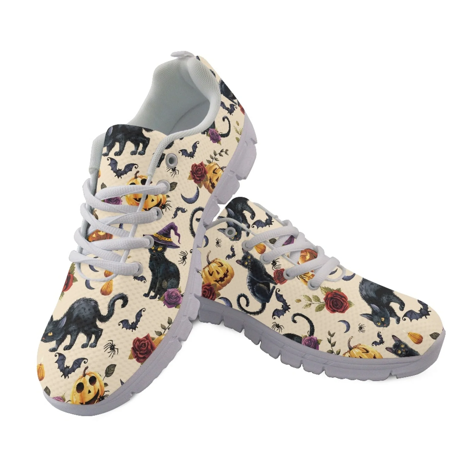 Coloranimal Black Cat Moon Anti-Slip Walking Shoes for Women Mesh & EVA Sole Women Running Shoes for Gym
