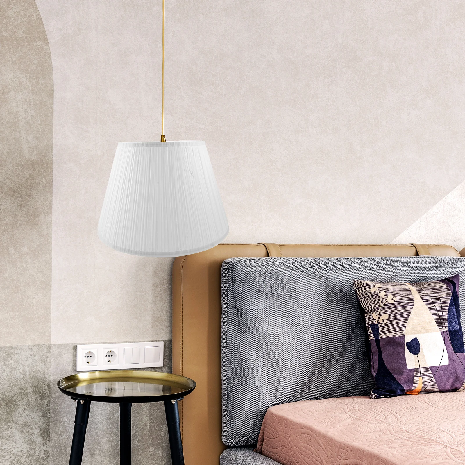 

Linen Fabric Lamp Shade E14 Semicircular Grey Bedside Table Lamp Cover Light Shade for Bedroom Living Room Decor