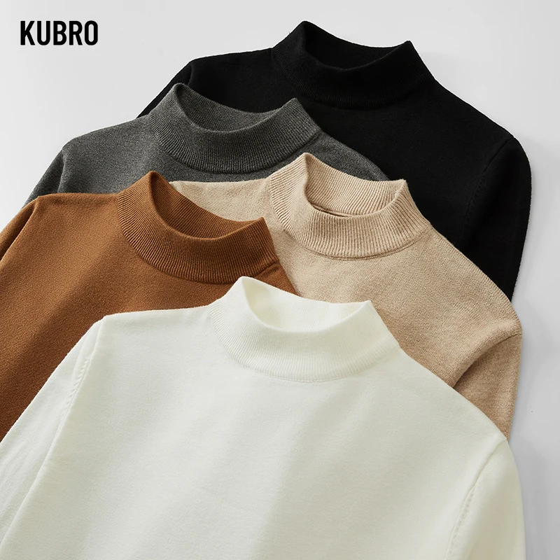 

Autumn Solid Long Sleeved Sweater Knitted Bottoming Shirt Men's Office Business Casual Elegant Tops Winter New Warm Ropa Hombre