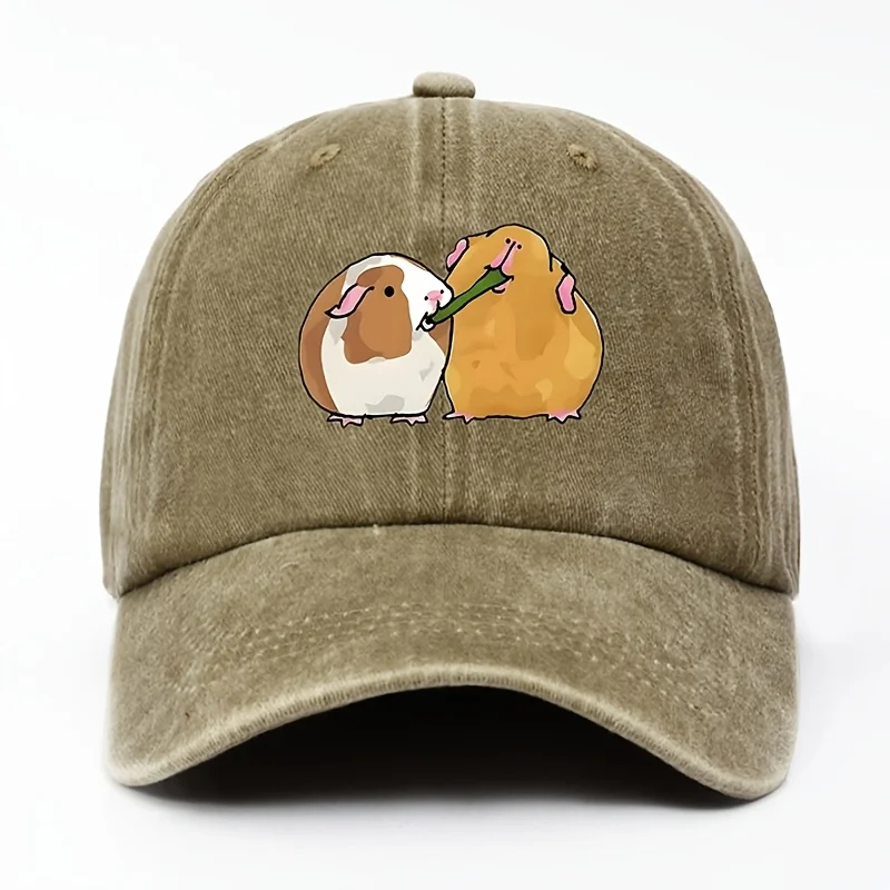 A Women'S Baseball Cap Featuring a Cute Guinea Pig Pattern, Perfect for Running, Outdoor Activities, And Everyday Wear - a Must-