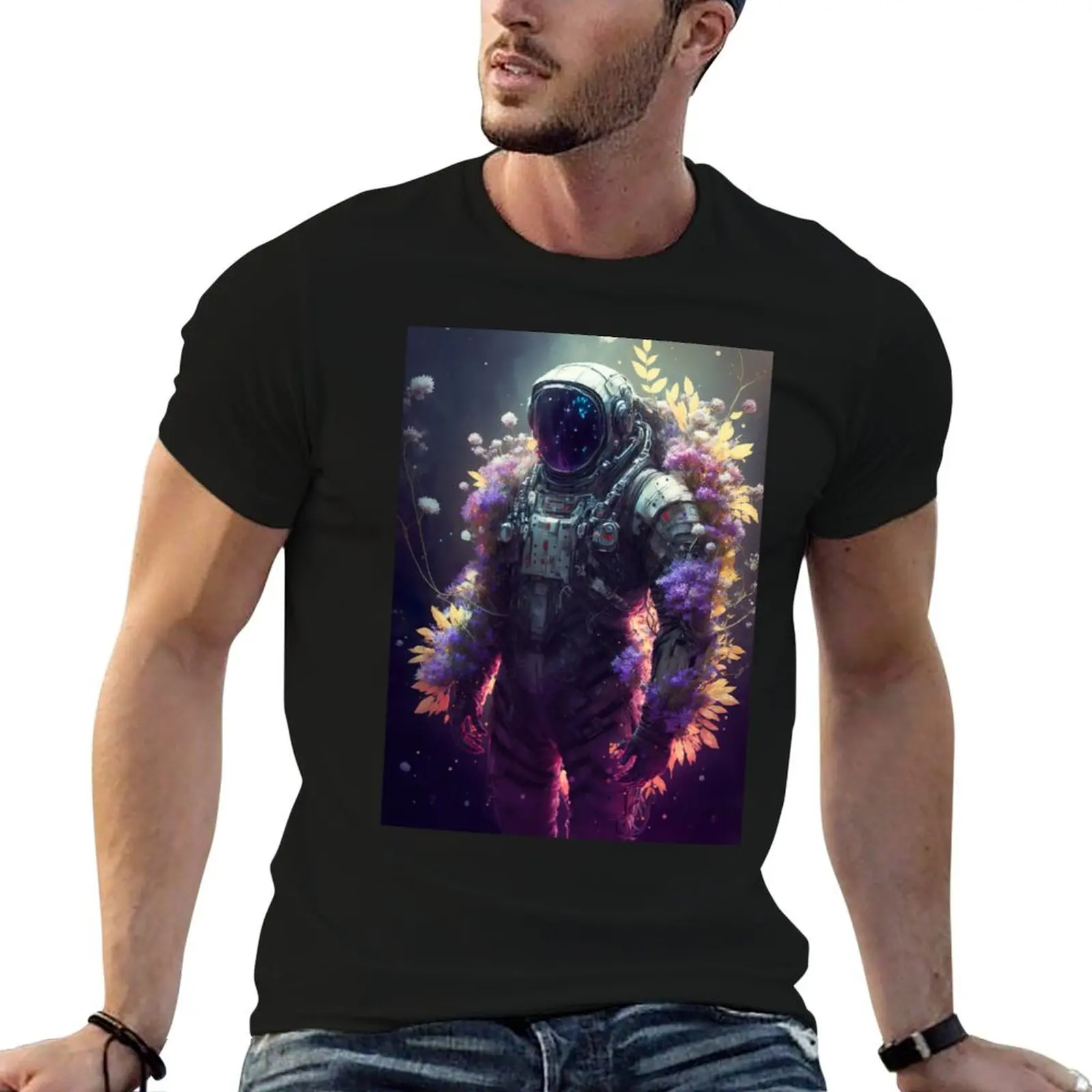 Space suit in flowers T-Shirt sweat cute clothes shirts men