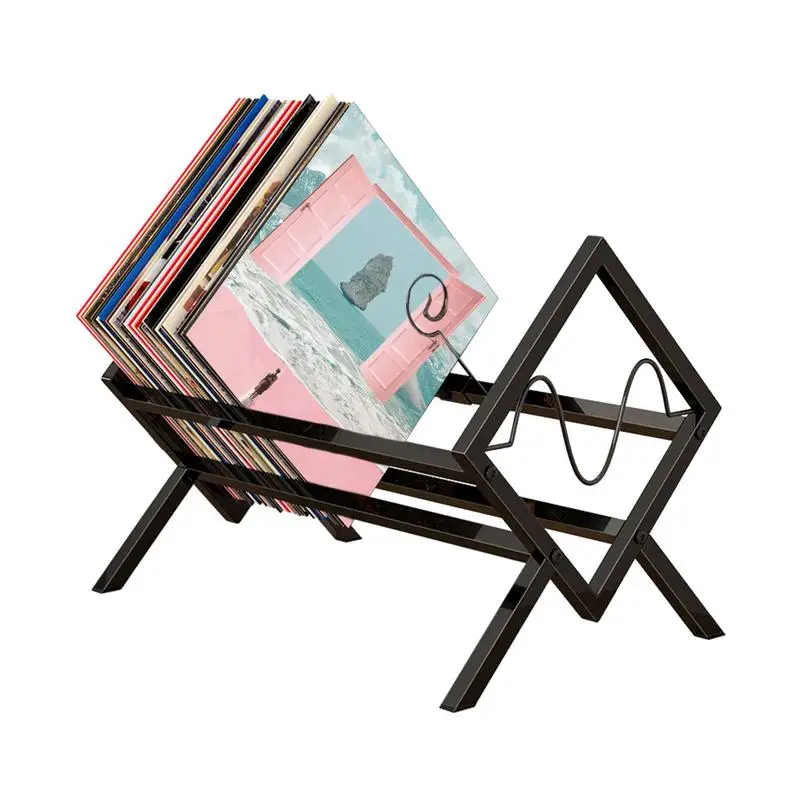 Metal Vinyl Record Holder Album Display Rack LP Albums Storage Rack Record Storage Holder Newspaper Holder File Storage Props