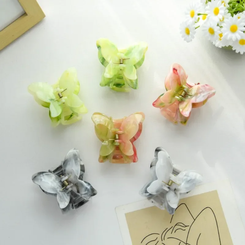 Fairy Green Butterfly Hair Claw Plastic Sweet Princess Crab Hair Clip Hairpins Headwear for Women Girls Spring Hair Accessories