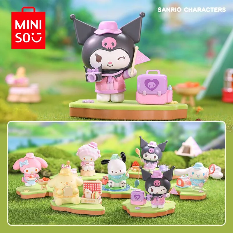 MINISO Sanrio Blind Box Family Camping Buddies Series Mystery Box Children's Day Christmas Gift Toys Desk Ornament Doll Genuine