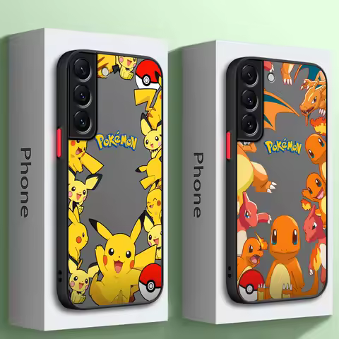 Matte Case for Samsung Galaxy S23 S24 S22 Ultra S20 S21 FE S10 Plus Note 20 10 Lite 9 TPU Phone Cover Hot Anime Cartoon Pokemon