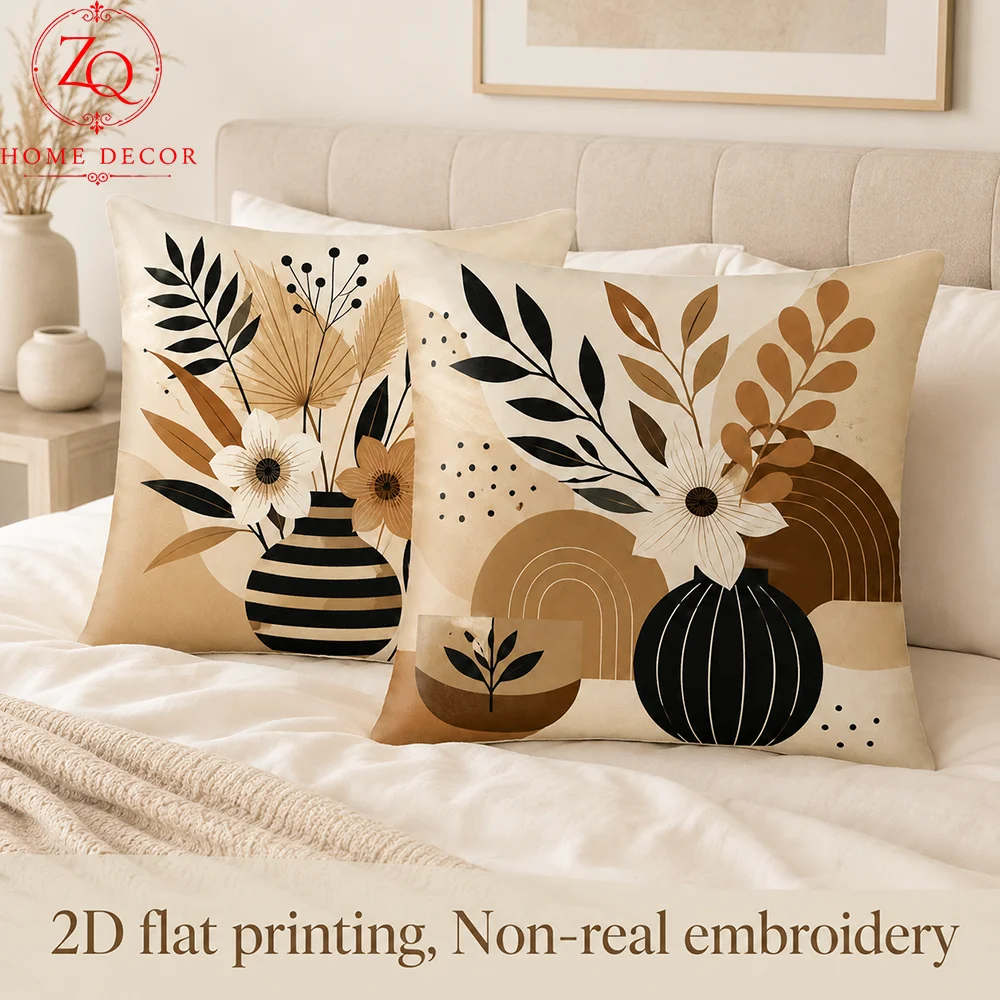 2D Flat Printed Gnome Cushion Cover Soft Peach Skin Christmas Pillowcase Cute Sleigh Throw Pillow Case For Couch Sofa Bed Car
