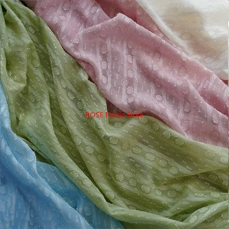 Dots Striped Jacquard Chiffon Fabric Spring Summer Dress, Wedding Dress, louse, Cheongsam, Curtain, Party Dress