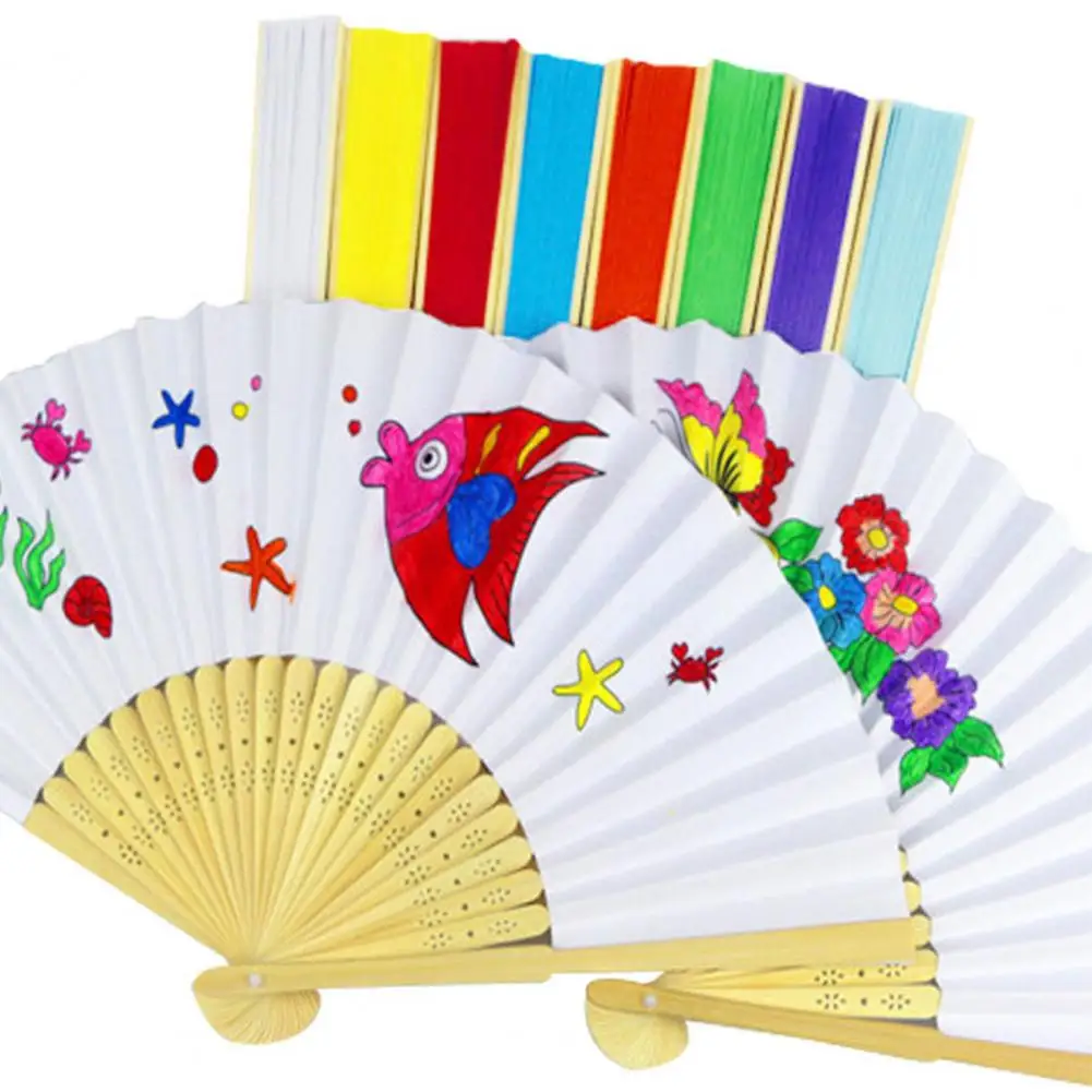 Folding Hand Fans For Women Reusable Paper Fan For Wedding Dancing Party Favors DIY Crafts Lightweight Travel Fan