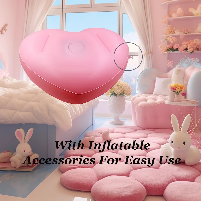 

Inflatable Lazy Seat Cushion Heart-shaped Design Female Home Training Cushion Reusable Bedroom Supplies Adult Massage&Relaxation