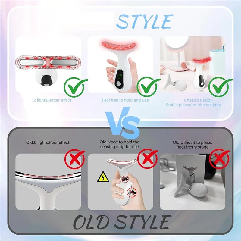 Vibration Facial Massager 7 Color For Face Lift Device For Face And Neck Massage 113° F& Clean Multifunctional Wand