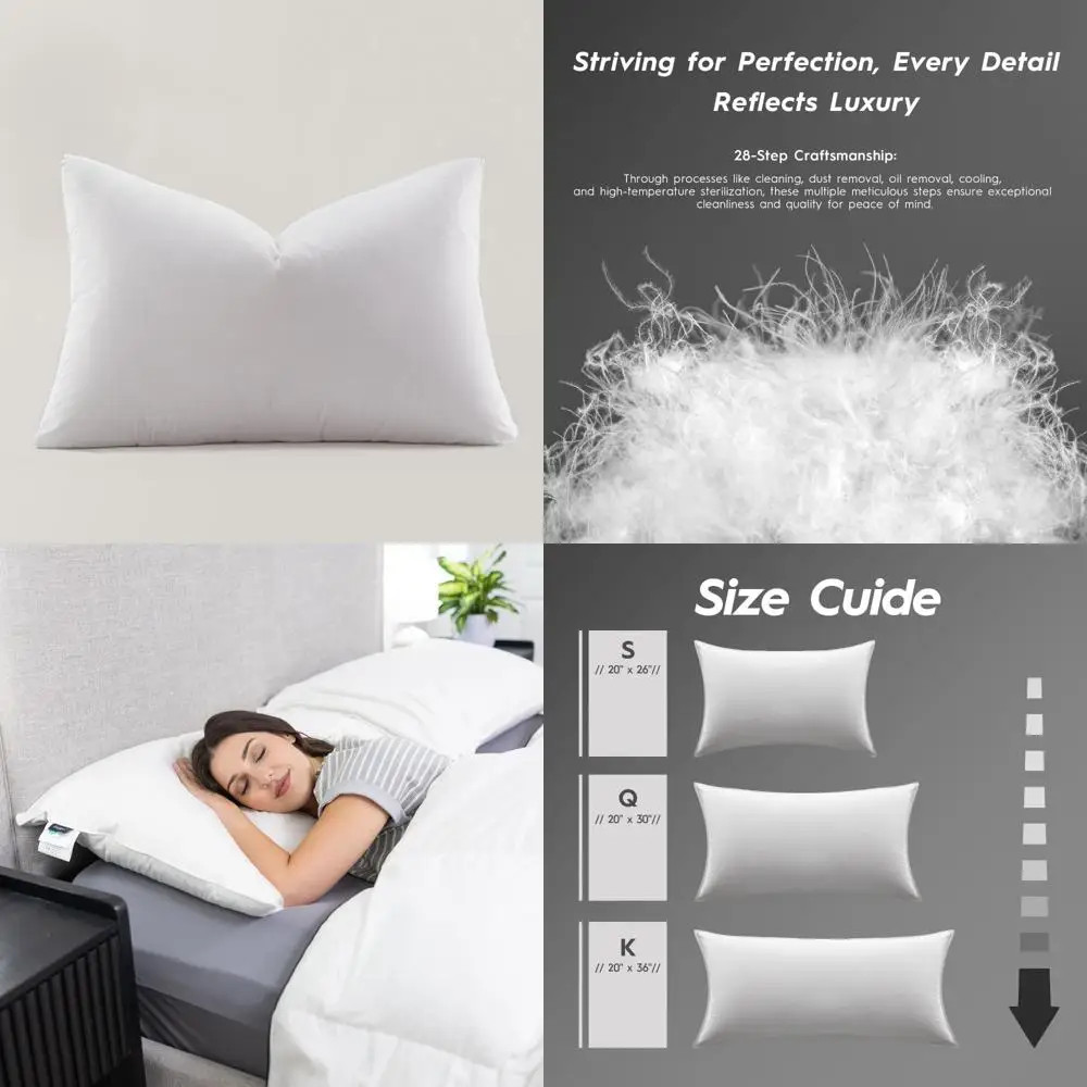 

Queen Size Ultra Soft Down Pillow - 100% Cotton 500 Thread Count Shell for Comfortable Sleep