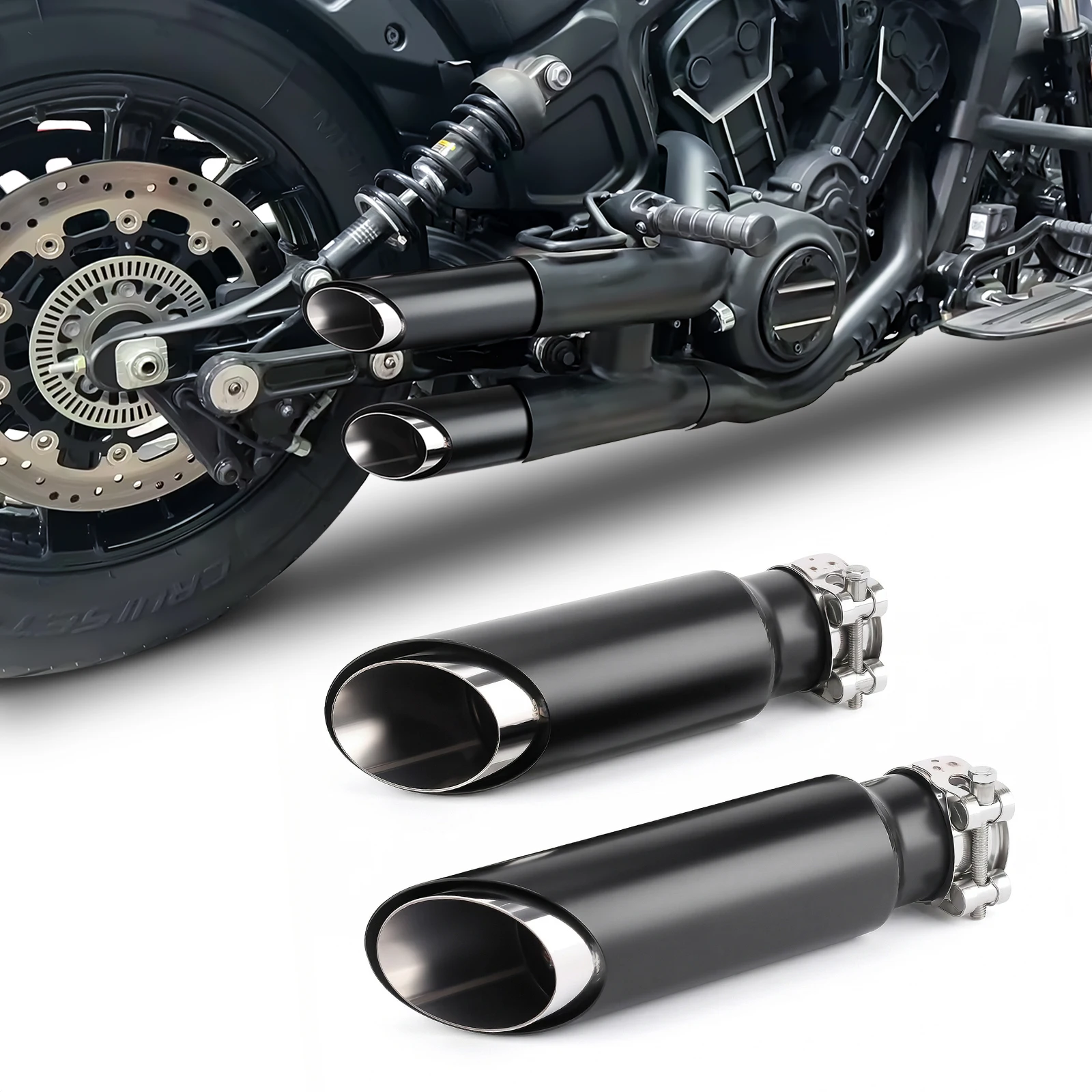 Sistema di Scarico Slip-On per Moto, Silenziatori Corti GP con DB Killer per Indian Scout Sixty Rogue Bobber Twenty 2015-2025