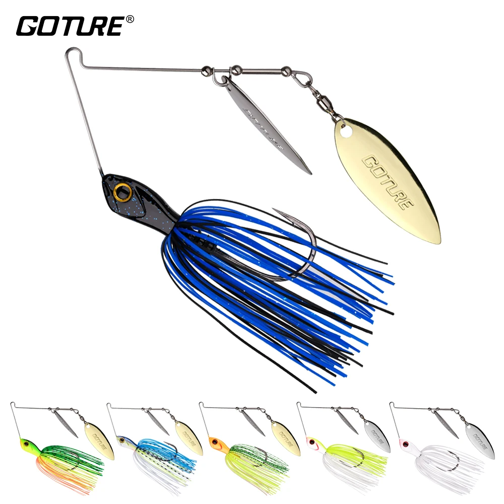 

Goture Elfin Spinnerbait 14g/10g Spinners Fishing Lure Spoon Metal Jig Jigging Lure Spinner Bait Buzzbait Swimbait for Bass