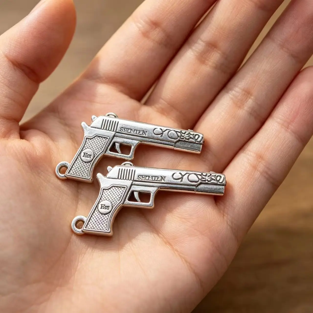 2pcs/Lot 28x52mm Antique Silver Color Pistol Gun Charms Pendant For Jewelry Making DIY Jewelry Findings
