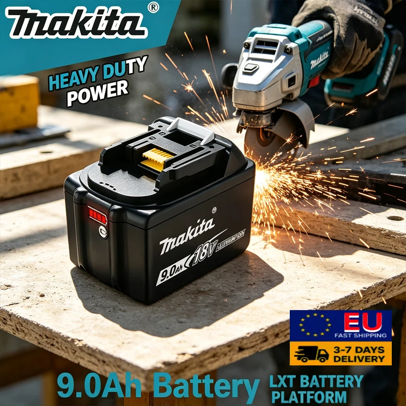 Original Makita Bl1890 18V 9.0Ah Akku Kompatibel mit Bl1860 Bl1850 Lxt Kabelloses Elektrowerkzeug Lithium-Akku EU-Lager