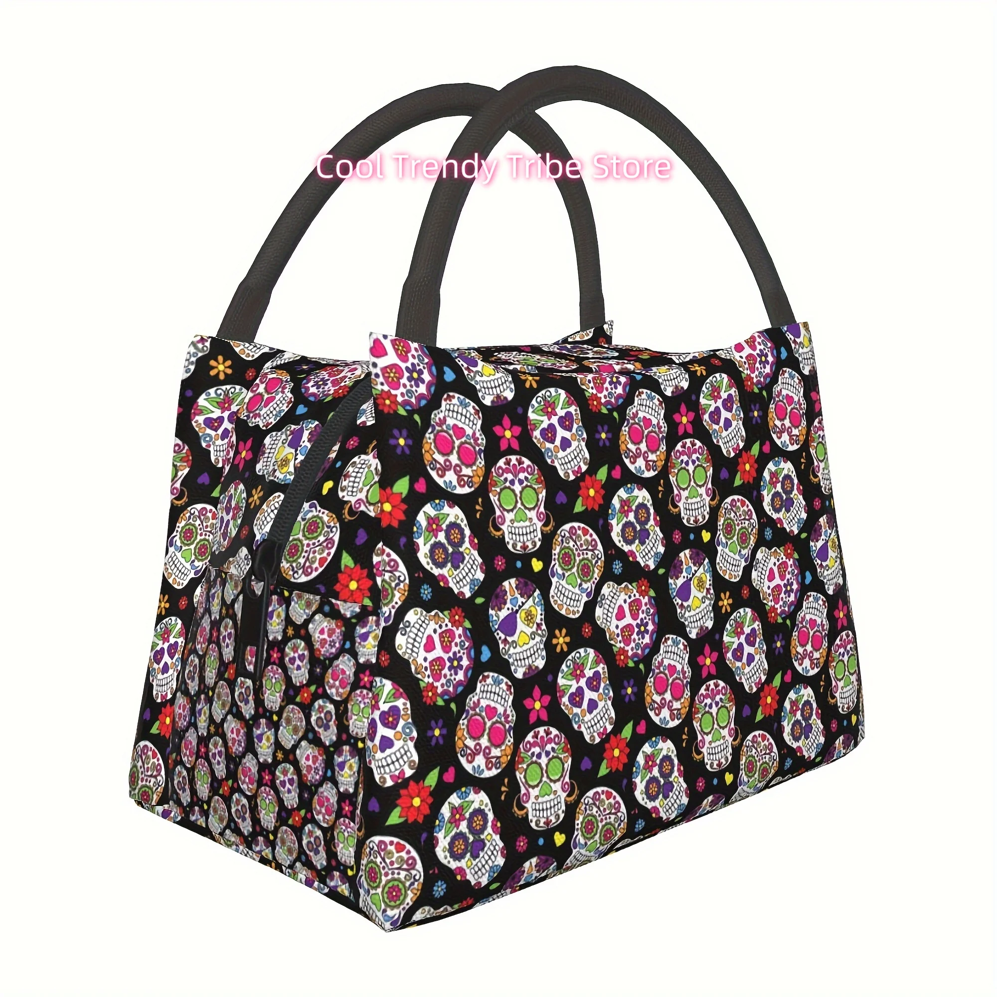 1pc sugar skull, reusable refrigerated bag, insulated bag, insulated lunch bag, Mexican Day of the Dead Sugar Skulls