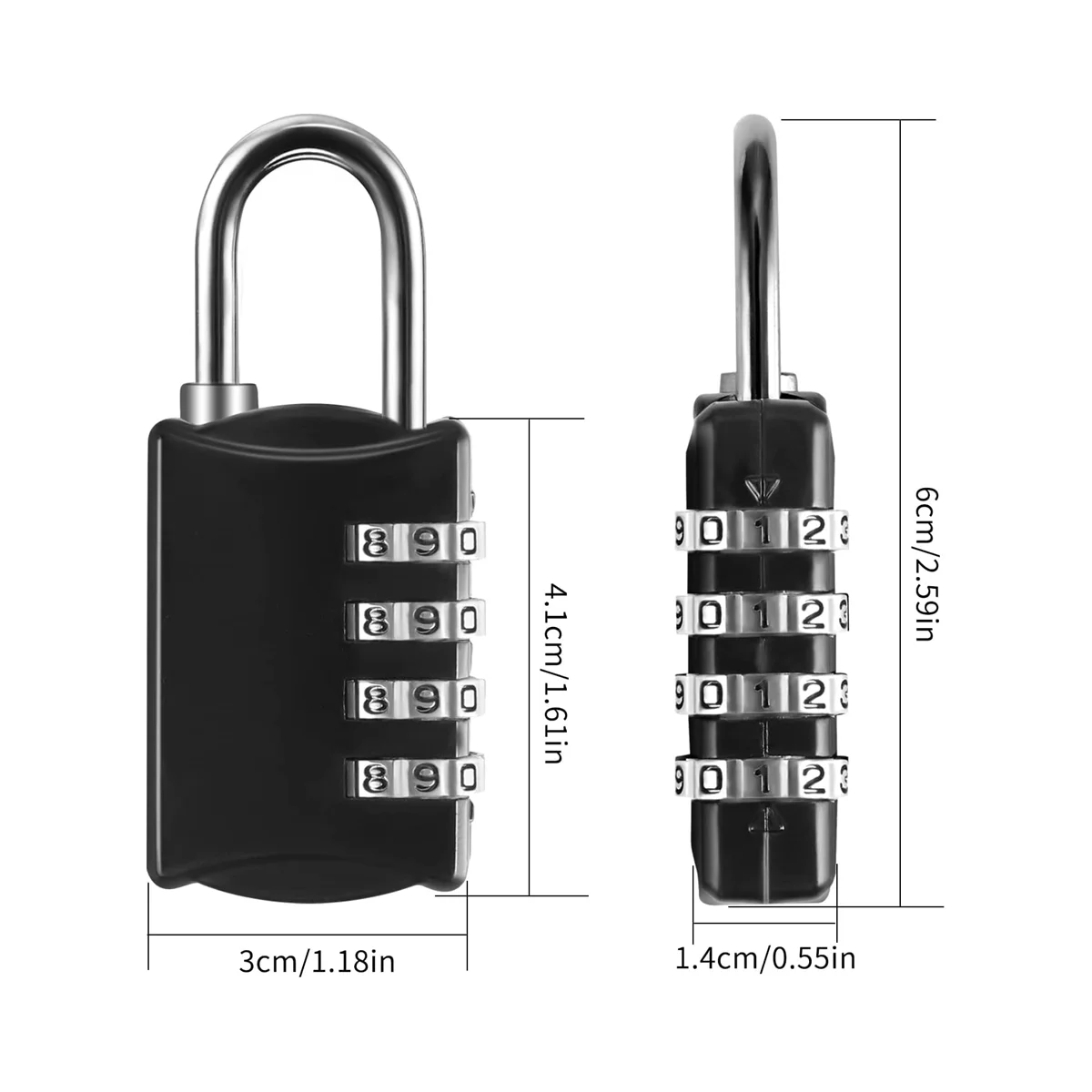 Combination Locks, 4 Digit Lock with Metal Code Lock, Weatherproof, Suitcase Lock, Combination Lock for Locker,Gym White