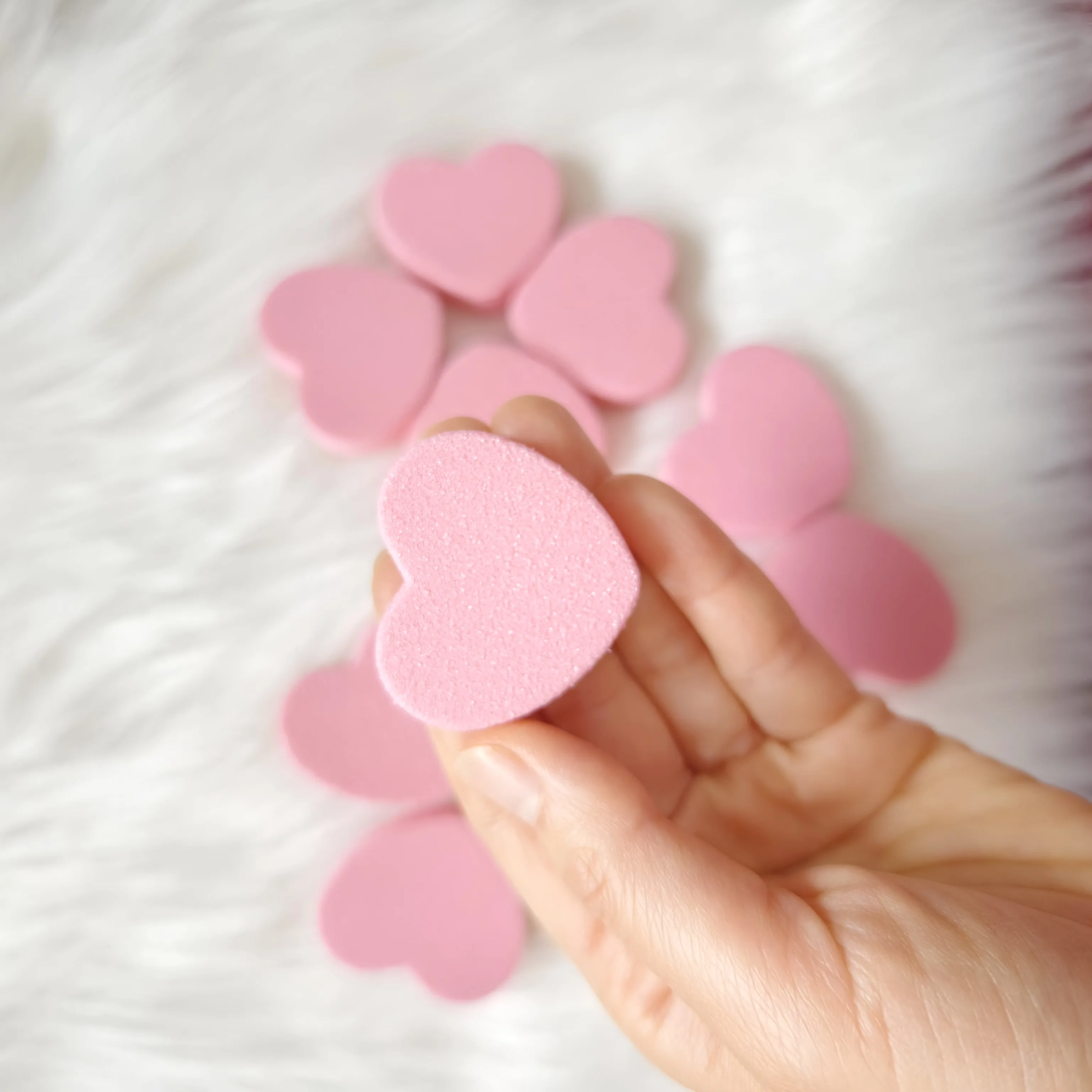 50pcs Mini Pink Heart Shape Sponge Nail Files Blocks Double-sided Polishing Trimmed Sanding Buffer Manicure Pedicure Tools