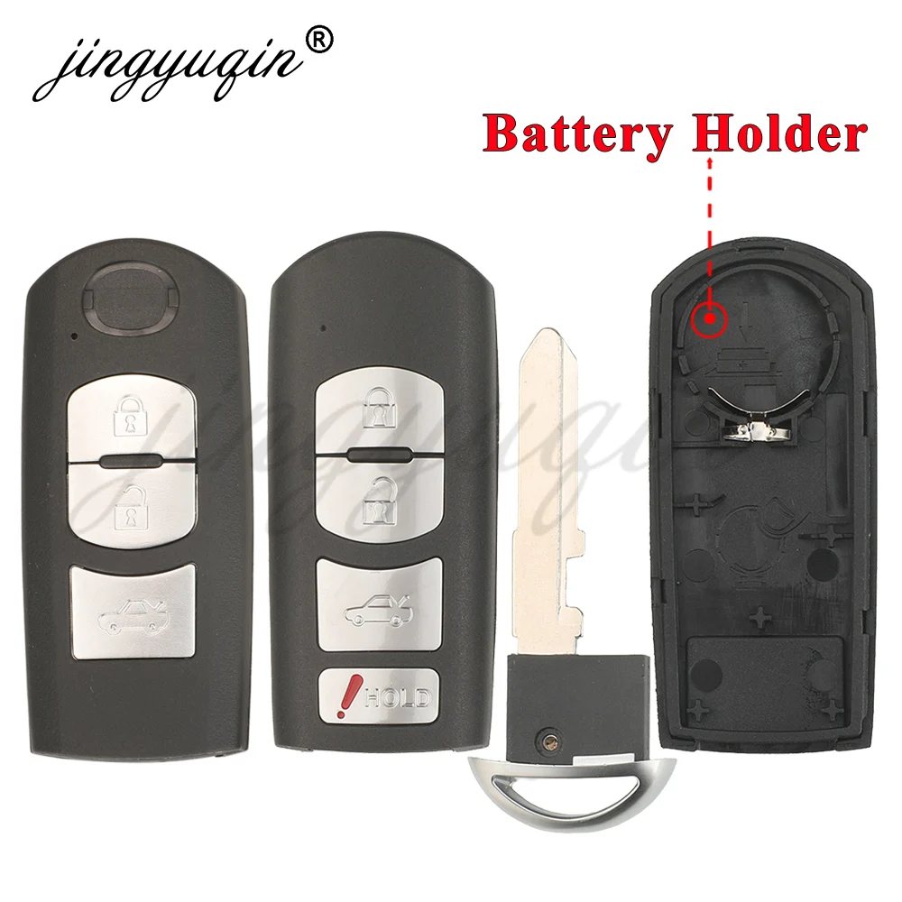Jingyuqin 3/4 Buttons Car Remote Key Shell for Mazda 2 3 6 CX-3 CX-5 MX-5 M3 M6 KD Keydiy Keyless Replacement Housing Case