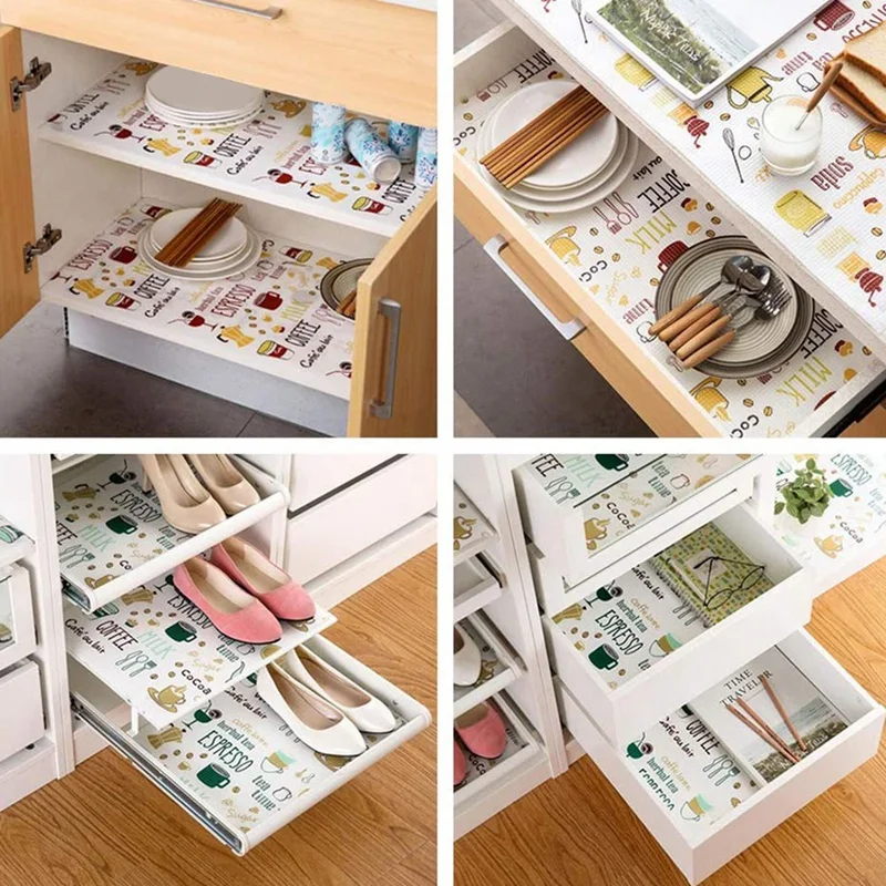 

Многофункциональная пенопластовая бумага для полок и ящиков для кухонных шкафов, холодильников, ящиков, тумб (12 x 196 дюймов)-AT35