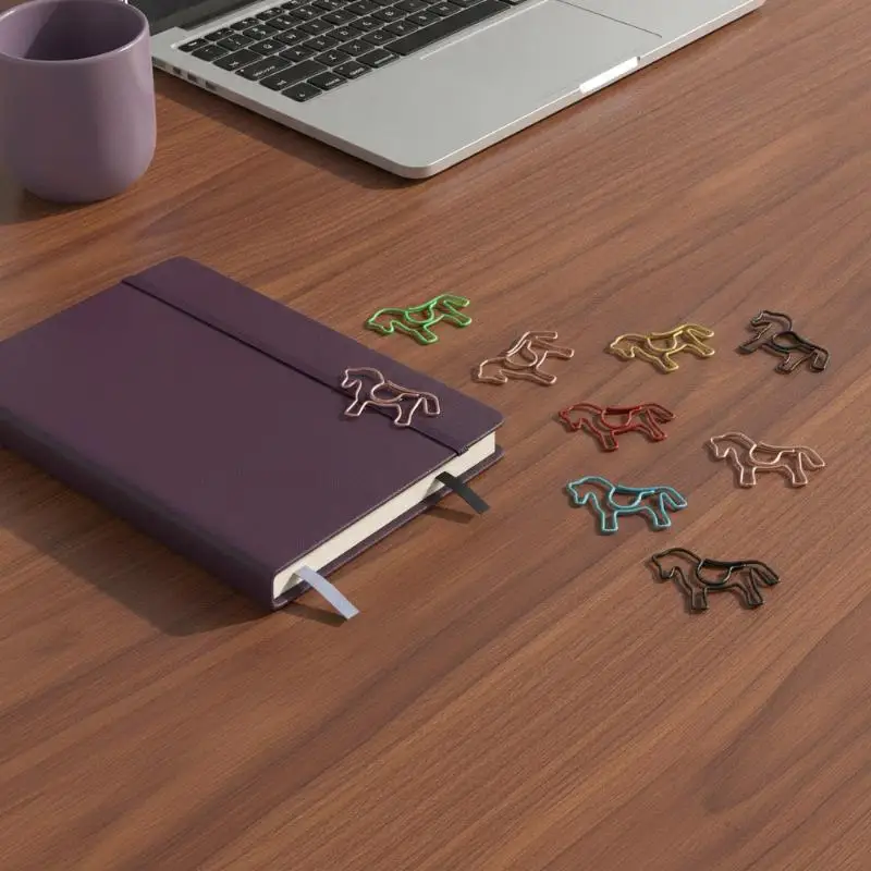 20Pcs Colorful Pony Horse Shaped Paper Clips Cute Creative Bookmark Clips for Office School Stationery Binding Supplies