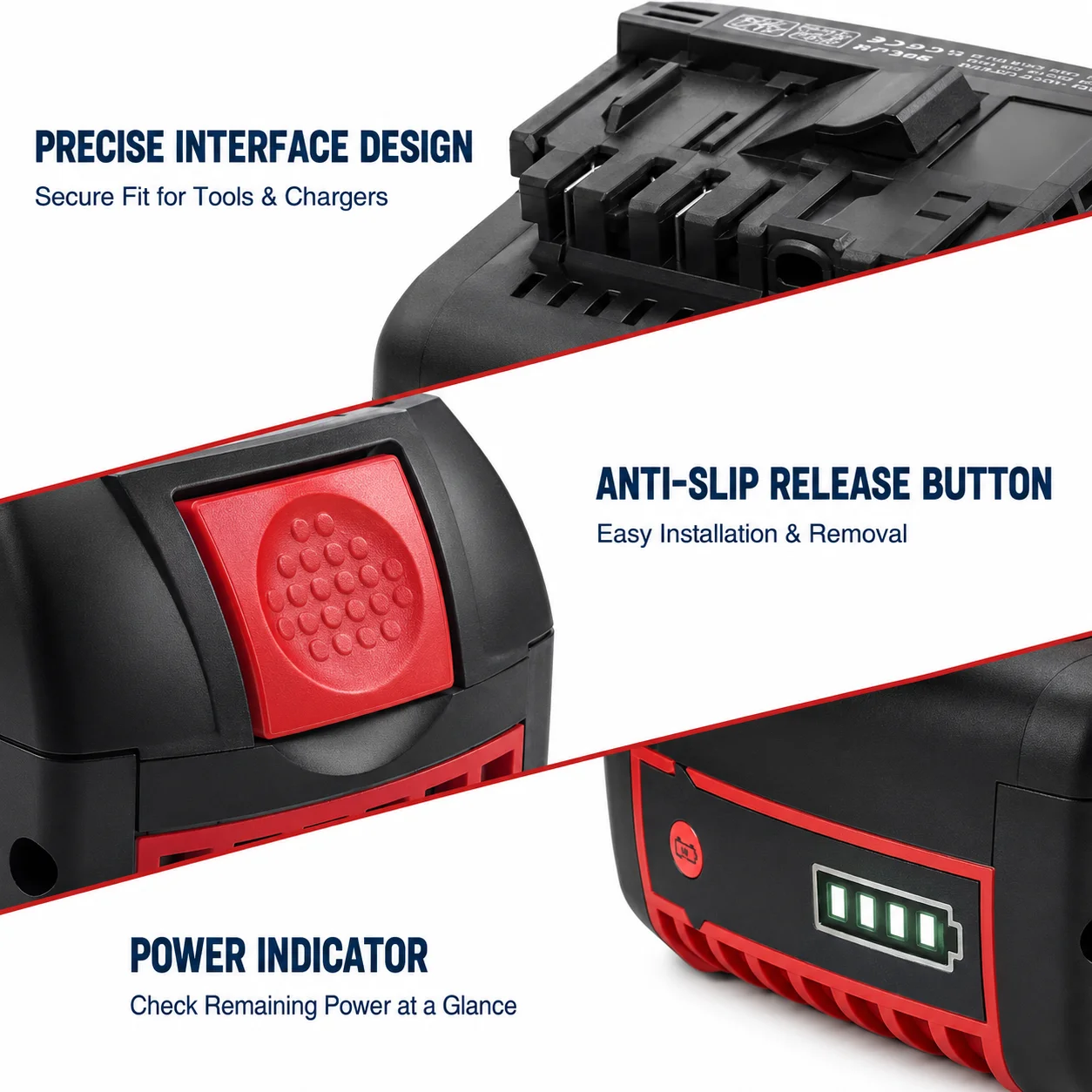 Bosch Batterie Lithium-Ion Aste Bosch 18V 6.0 Ah, Originale Professional 18V System, Cordless Tool BAT609 BAT618 GBA18V80