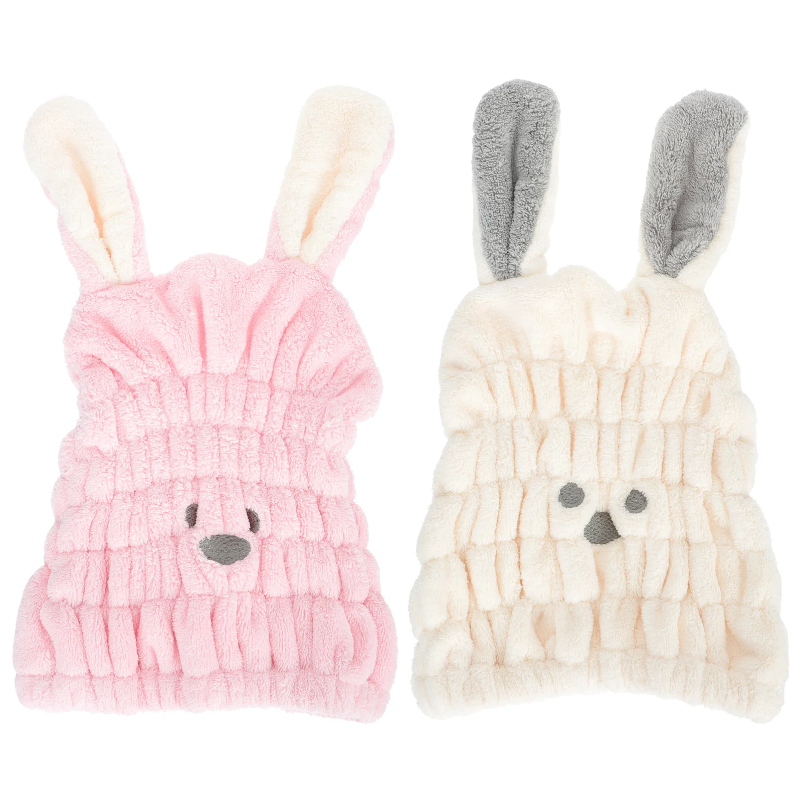 2Pcs Rabbit Pattern Hair Drying Caps Absorbent Fast Dry Hair Towels Soft Elastic Bathing Hats Comfortable Shower Caps for Women