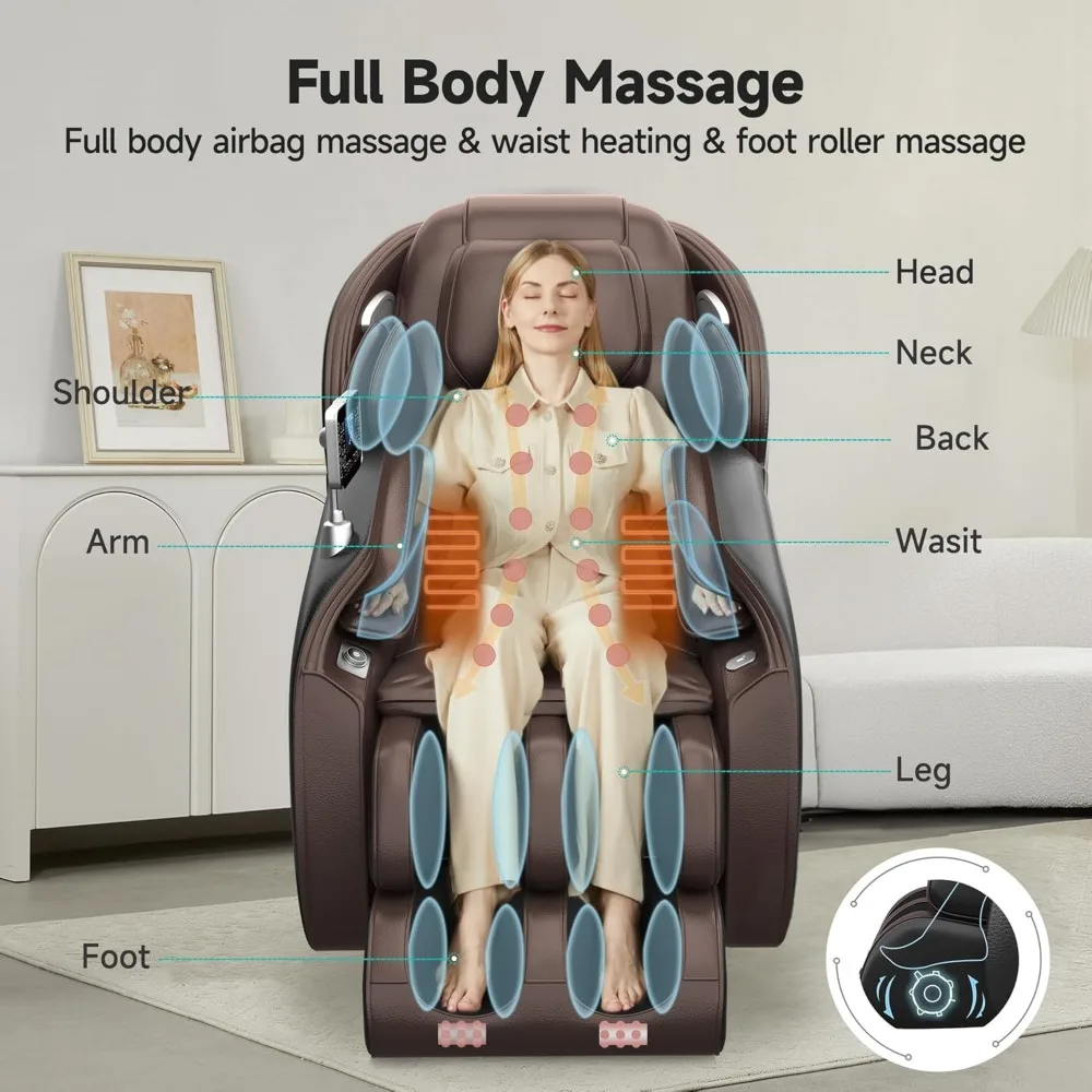 Massage Chair, Full Body Zero Gravity SL-Track Shiatsu Massage Recliner Chair with APP Control, Suitable for  relieve fatigue