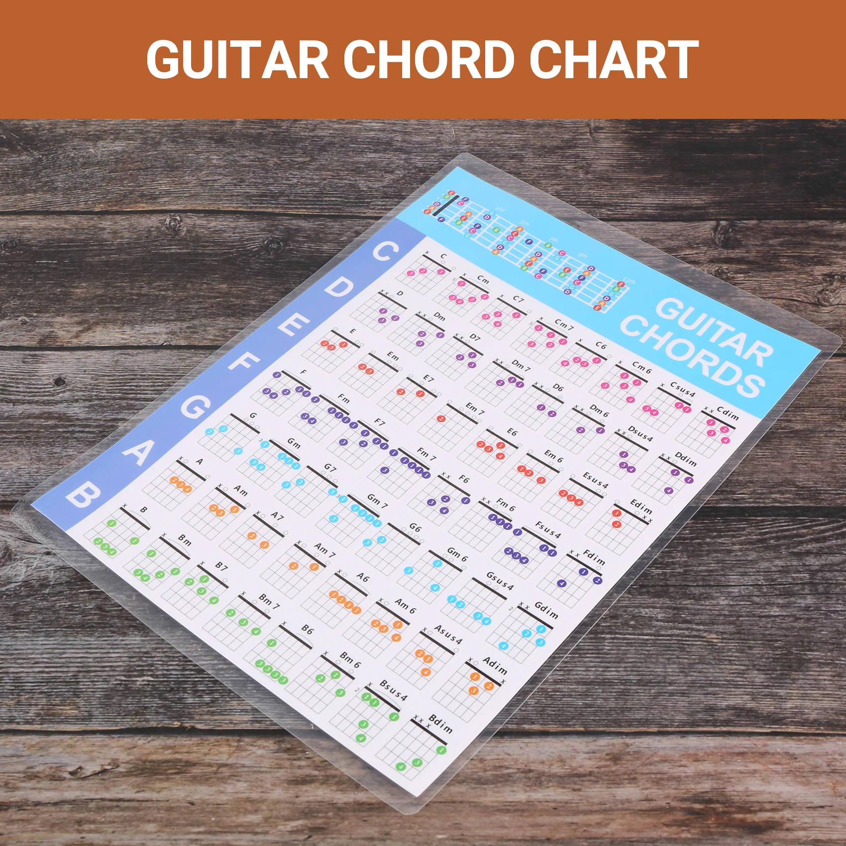 Durable Acoustic Guitar Practice Chords Scale Chart Guitar Chord Fingering Diagram Lessons Music for Guitar Beginner,S