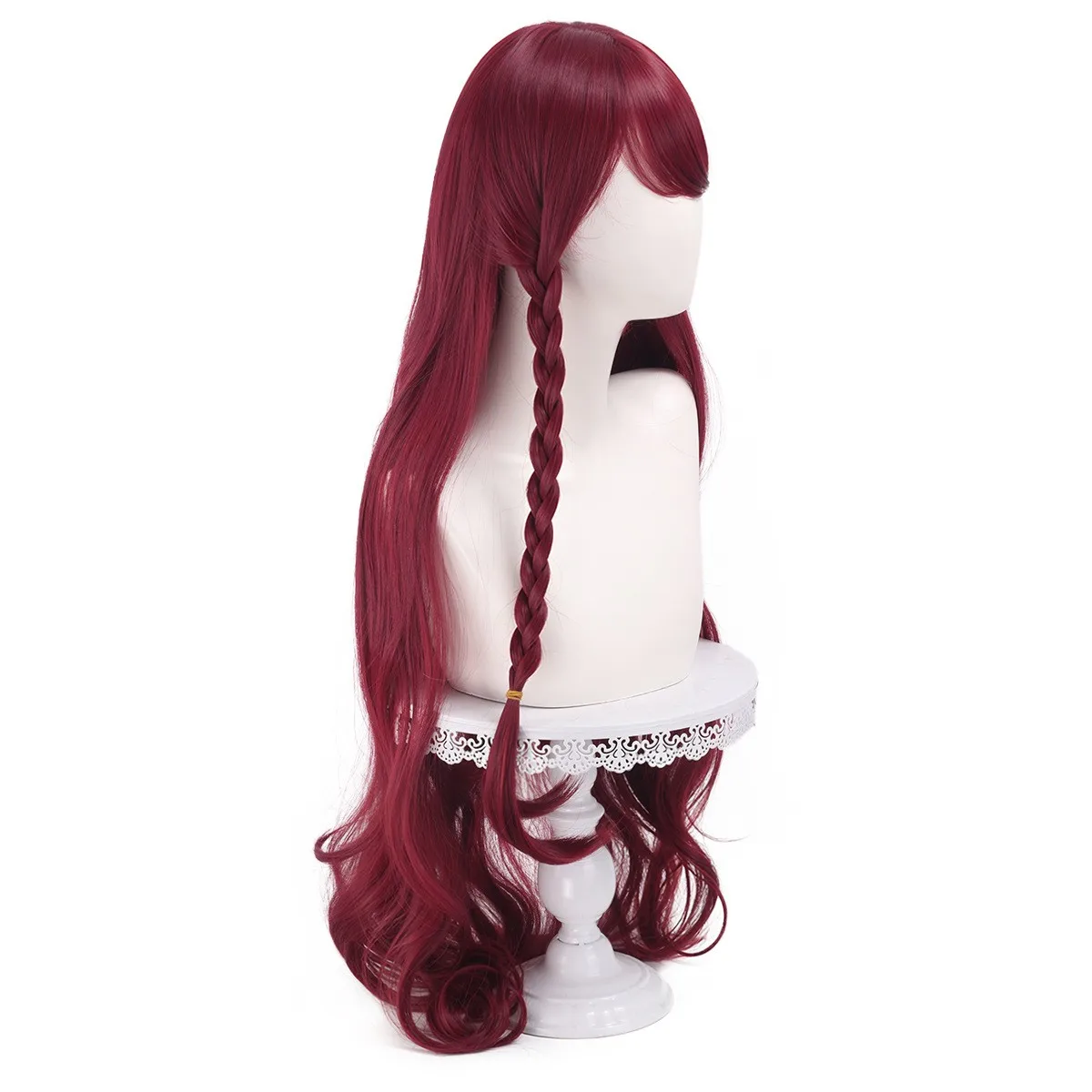 Cartoon Film Billie Cosplay Wig Billie Doe Cos Moon Wig Ear Stud Wine Red 100cm Long Hair Hallowmas Party Adult Role Play Wig