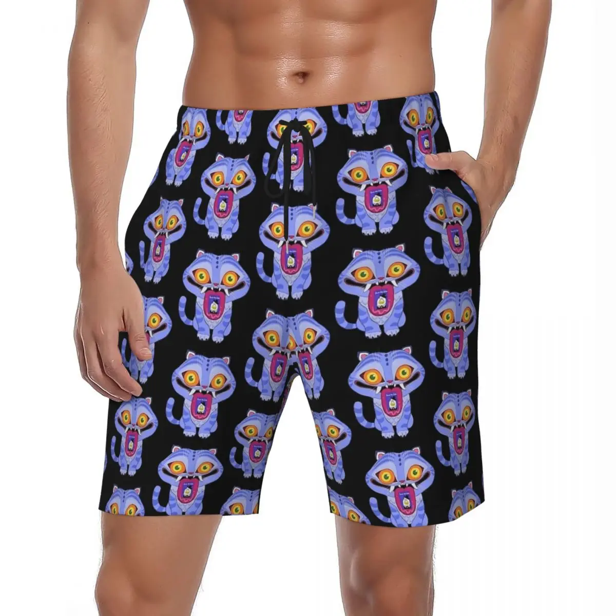 

Мужские шорты для спортзала Huntrix Tiger Blue, забавные модные пляжные плавки из фильма, удобные спортивные шорты для серфинга, популярные шорты большого размера