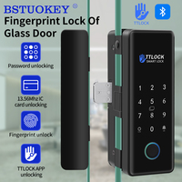 Digit Fingerprint Glass Door Lock Remote Control Bluetooth TTLock App Passcode Rfid Card Keyless Smart Lock and WIFI G2 Gateway