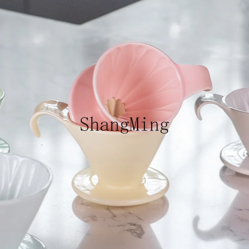 ZD modern simple ceramic coffee filter cup v60 origami filter cup petal ceramic coffee filter funnel